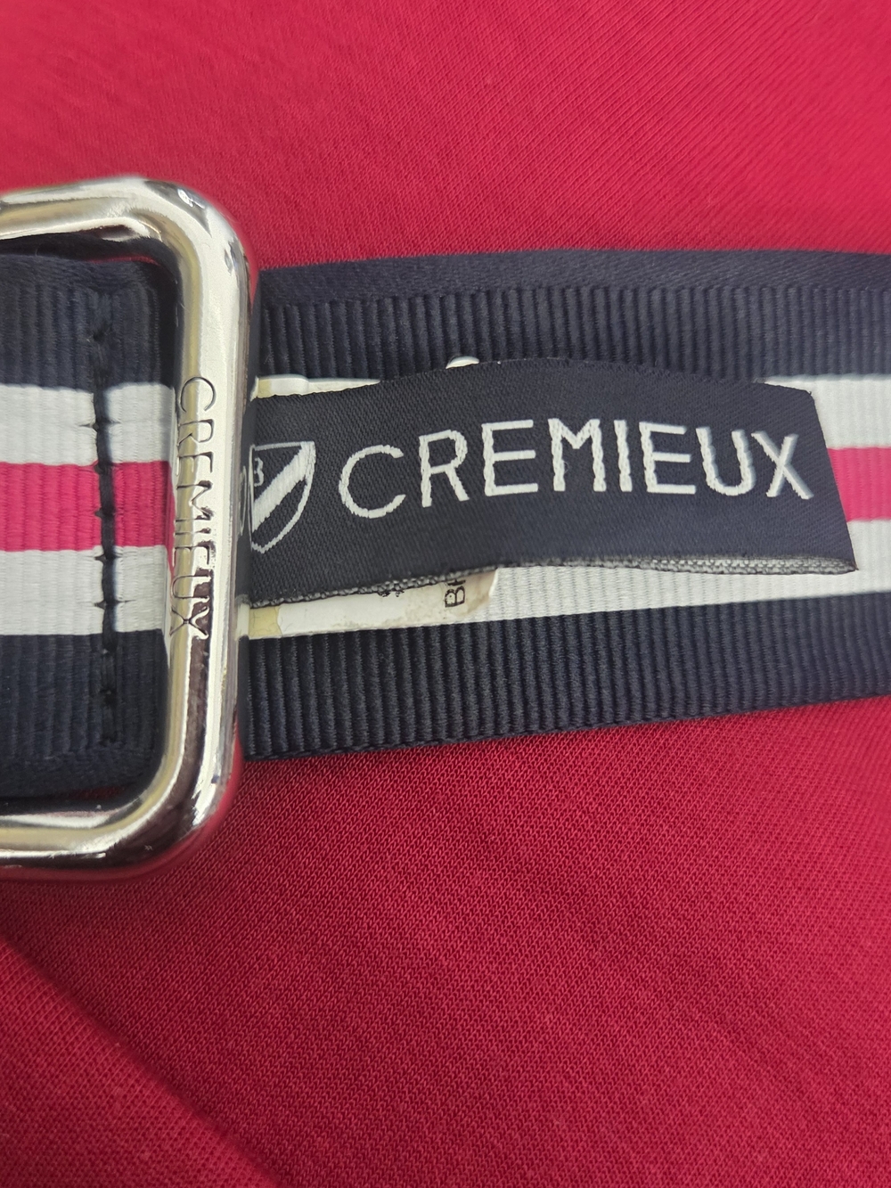 Daniel Cremieux Navy White Pink Striped Belt, Size 38 -UNISEX